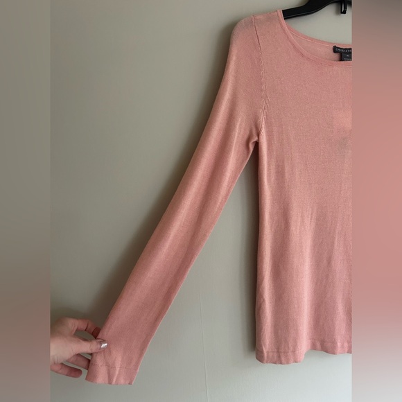 NWT CHELSEA & THEODORE Cashmere Blend Pink Asymmetrical Cutout Cozy Sweater | XS - Picture 6 of 14